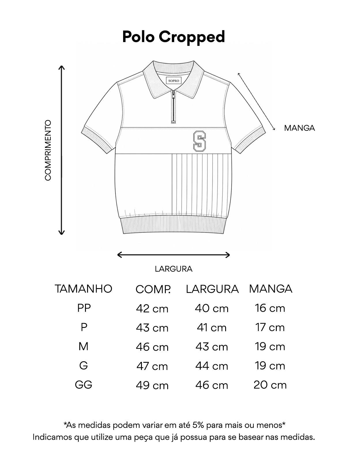 Polo Cropped - Tabela de Medidas - FN 2