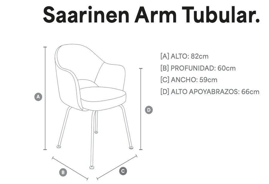Medidas silla Saarinen Arm Tubular (cm)