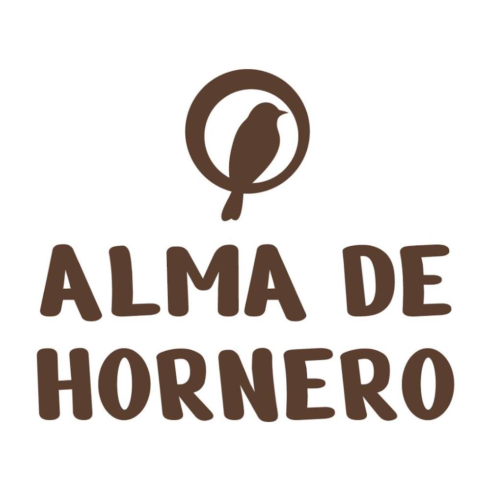 Isologotipo oficial de la marca Alma de Hornero con la silueta de un p&aacute;jaro hornero dentro de un c&iacute;rculo marr&oacute;n sobre fondo blanco.