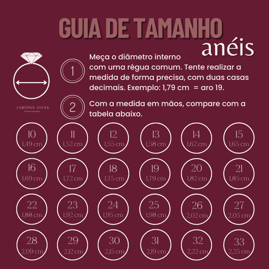 guia para medir o aro de uma anel