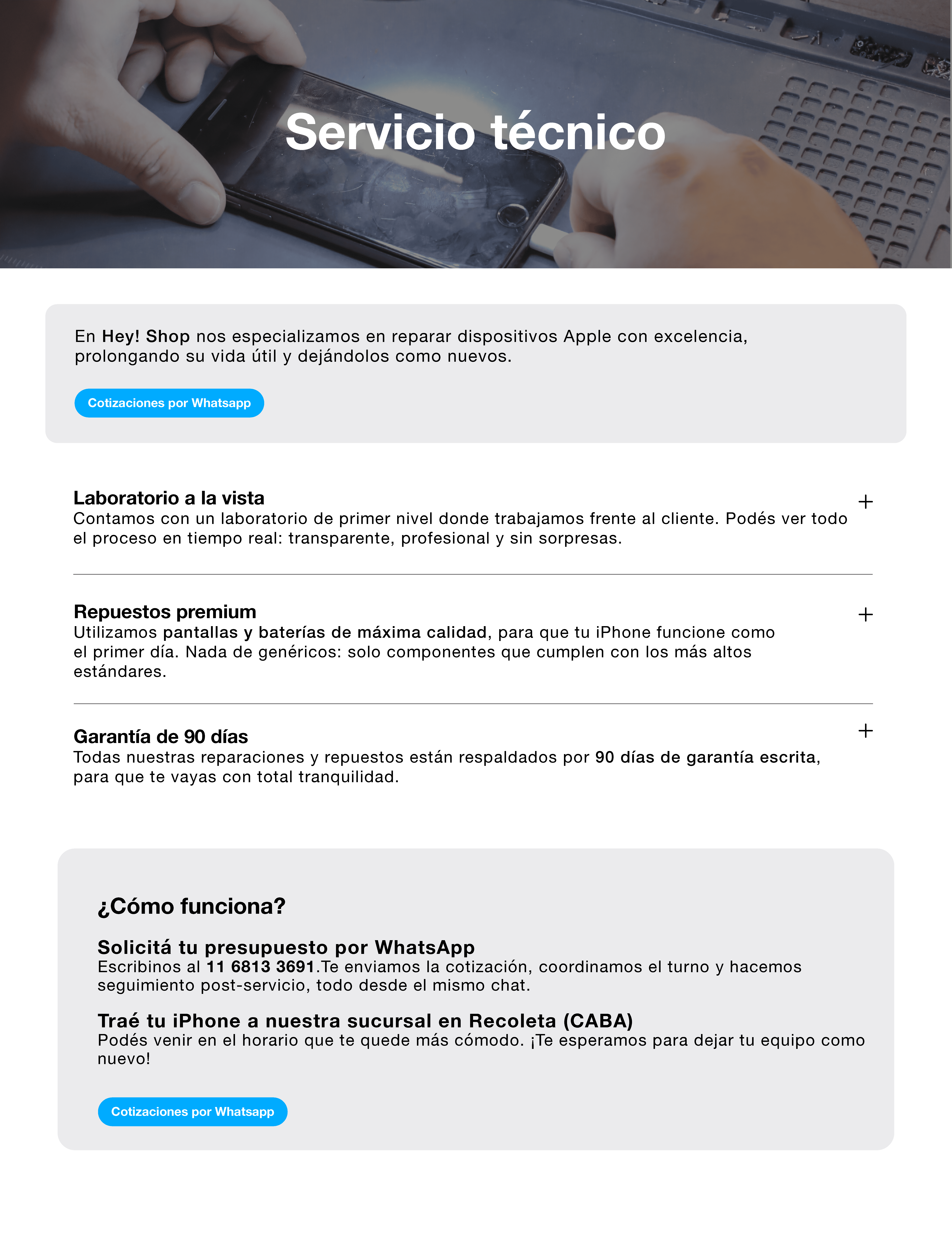 Servicio técnico – versión desktop