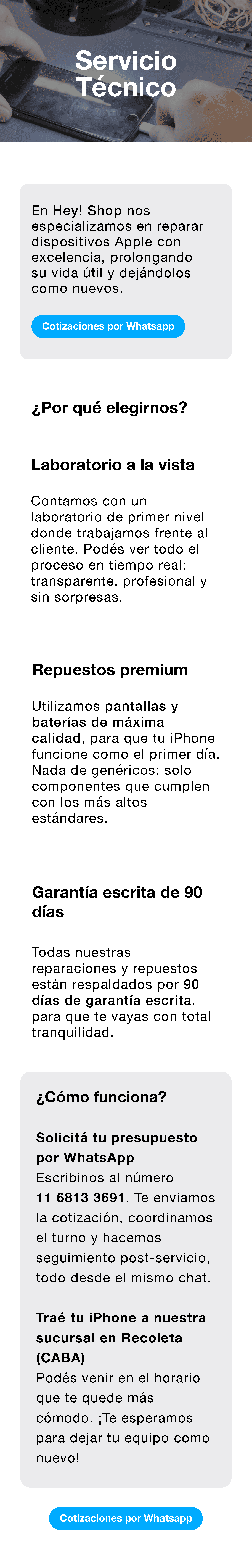 Servicio técnico – versión mobile