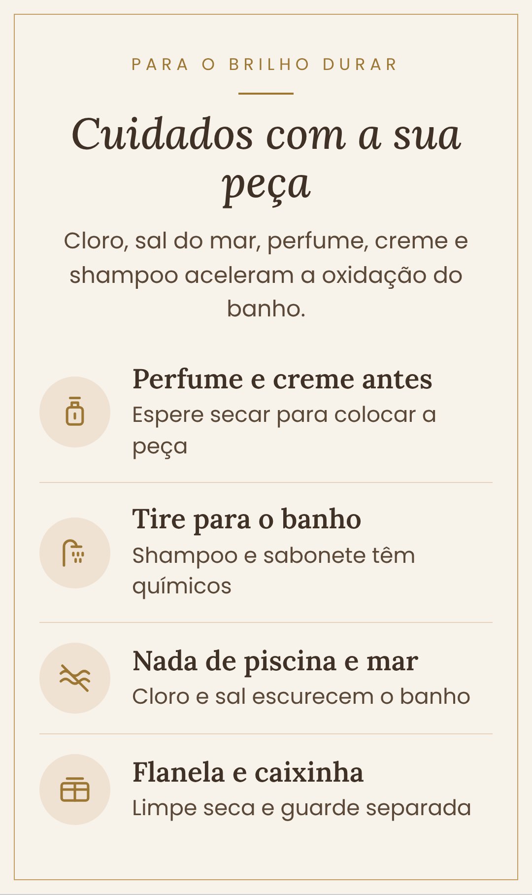 Cuidados com a sua peça Line