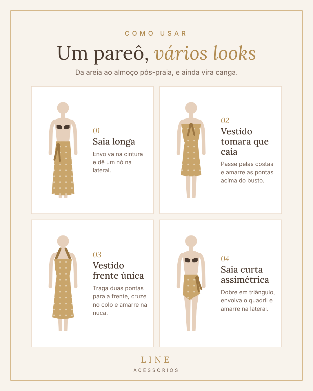 Como amarrar pareô: saia longa, vestido tomara que caia, vestido frente única e saia curta