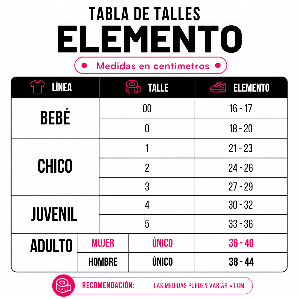 Tabla de talles