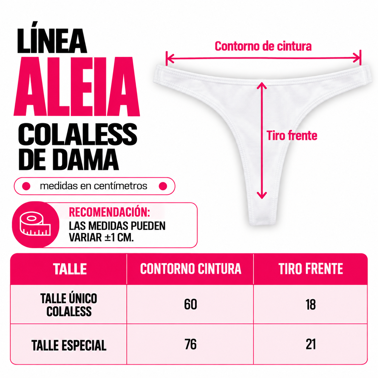 Tabla de talles Colaless Aleia