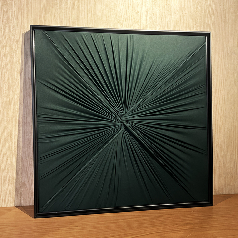 Quadro Artesanal Abstrato Têxtil Repuxado Verde Sem Vidro 80x80cm Quadro Artesanal Abstrato Têxtil Repuxado Verde Sem Vidro 80x80cm