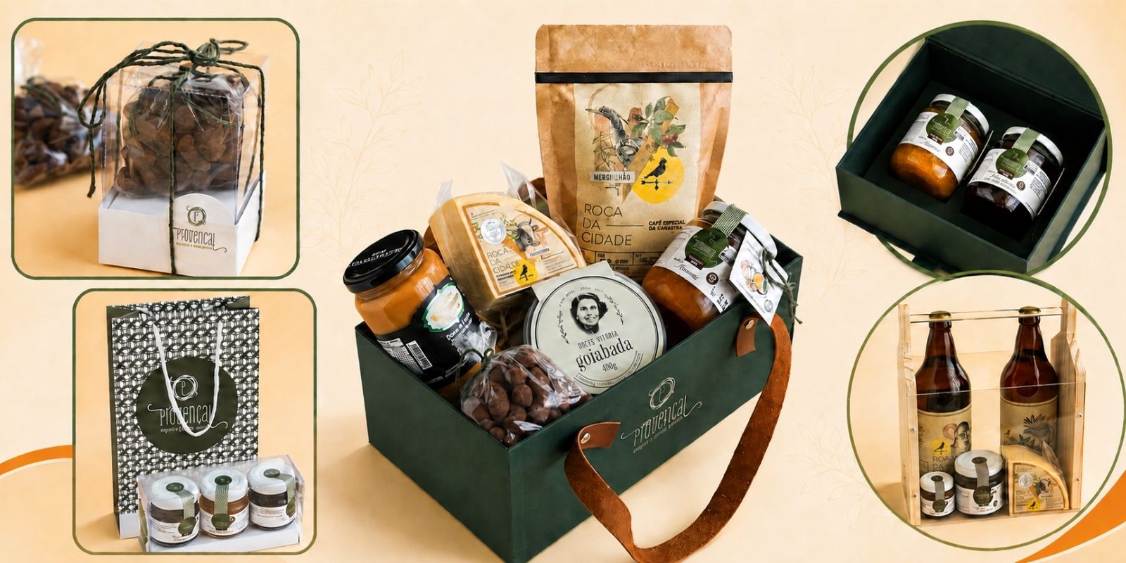 Várias opções de Kits de presentes corporativos da Provençal Gourmet