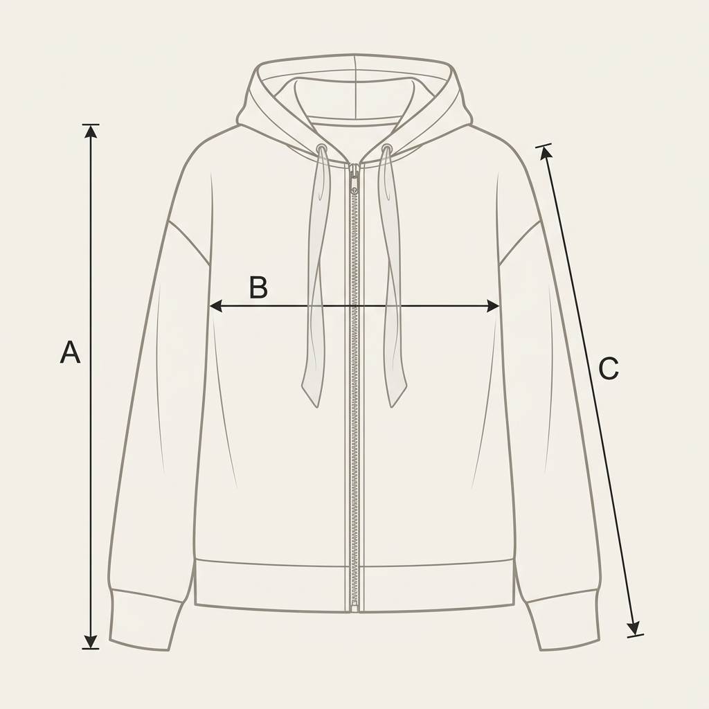 Gu&iacute;a de medidas del Hoodie Fina