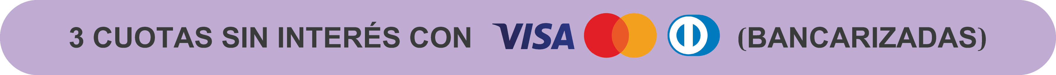 3 cuotas sin interés con Visa, MasterCard o Dinners (bancarizadas)