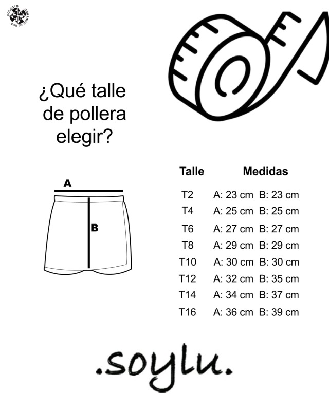 Medidas pollera azul Santo Domingo