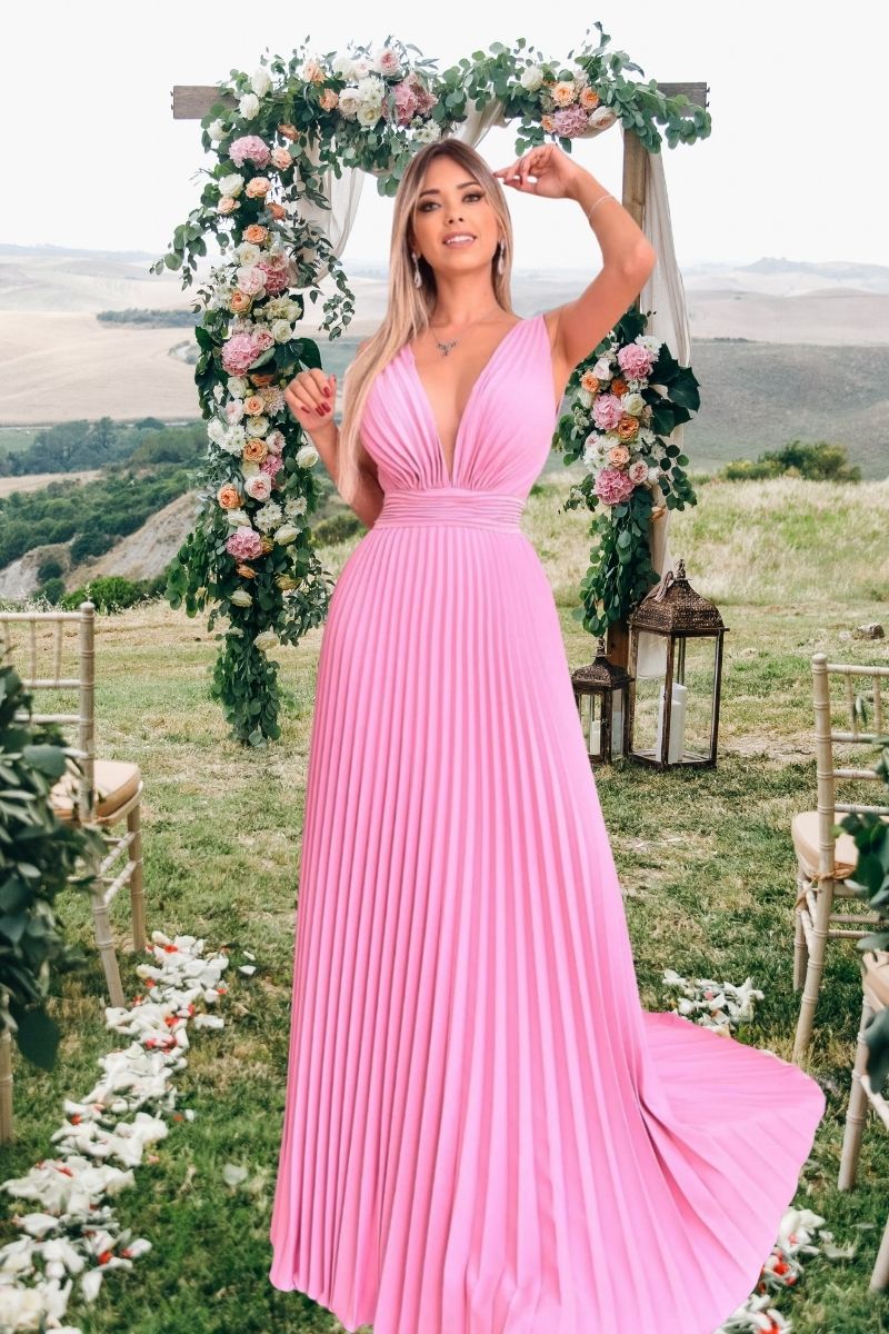 Vestido Rose Longo Madrinha Acessorios Para Vestido Rose Longo