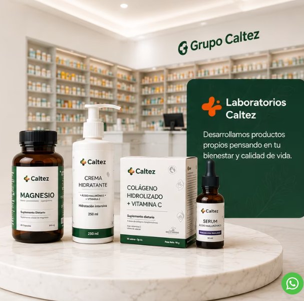 Productos Laboratorios Caltez sobre pedestal