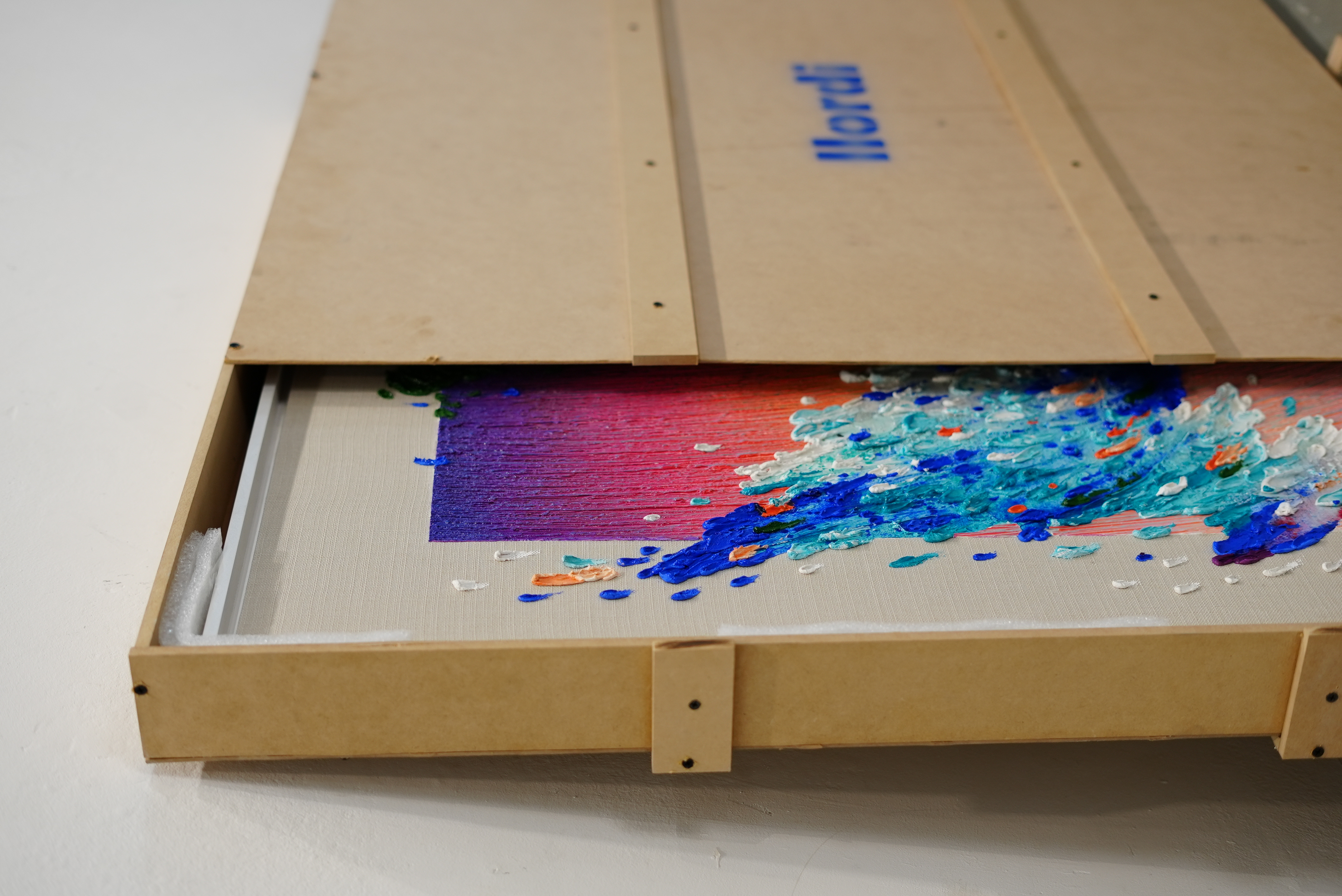 Reinforced wooden crate for international art shipping