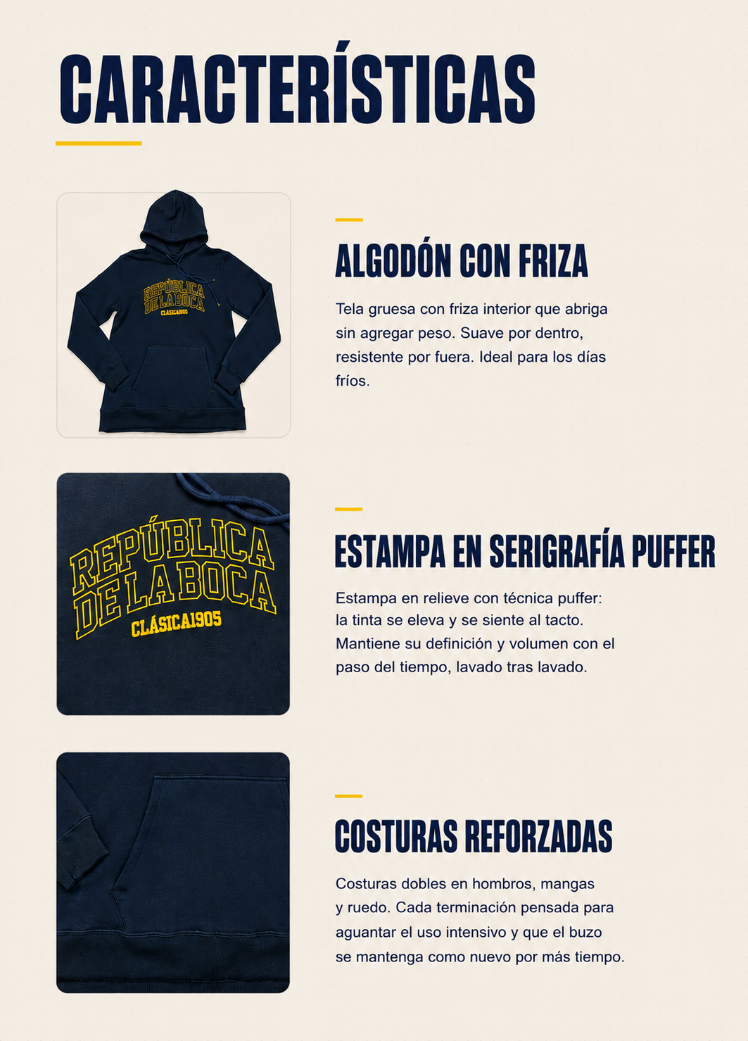 Ficha buzo hoodie República de la Boca
