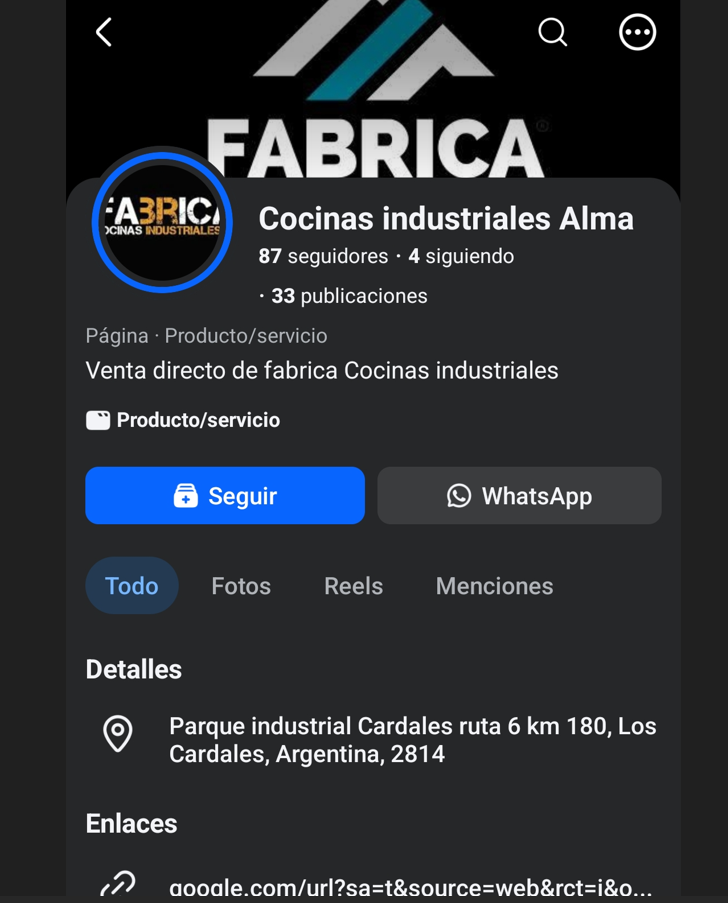 Estafa virtual Cocinas Alma