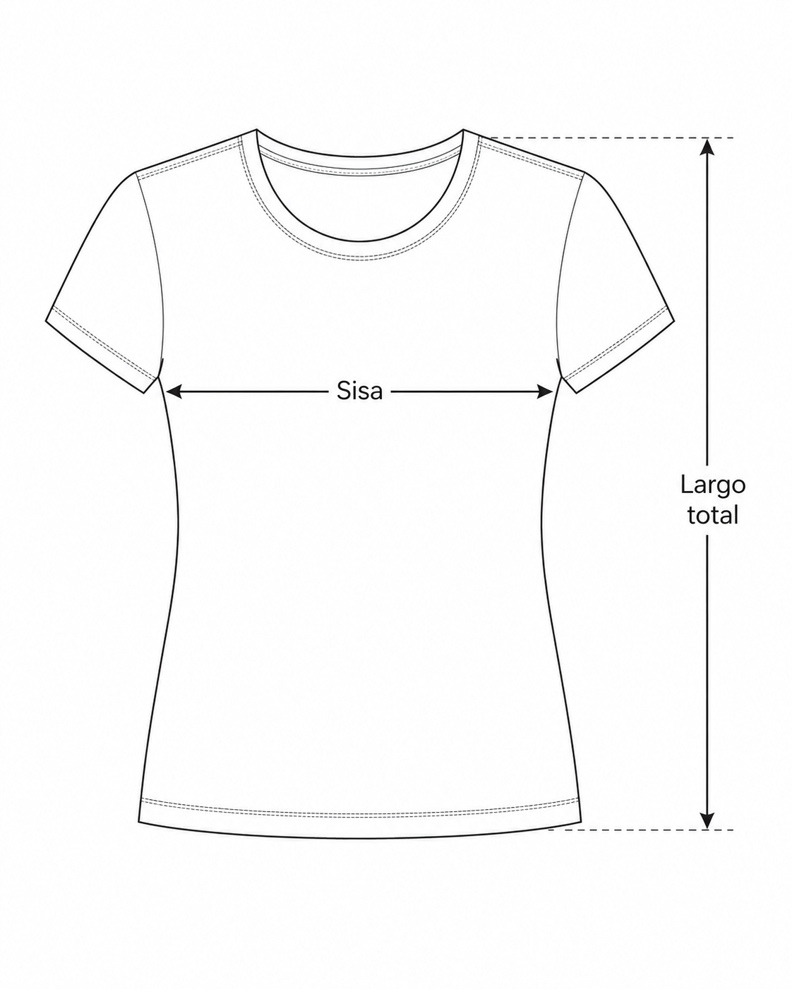 Guía para medir sisa y largo total de la Remera Cindy