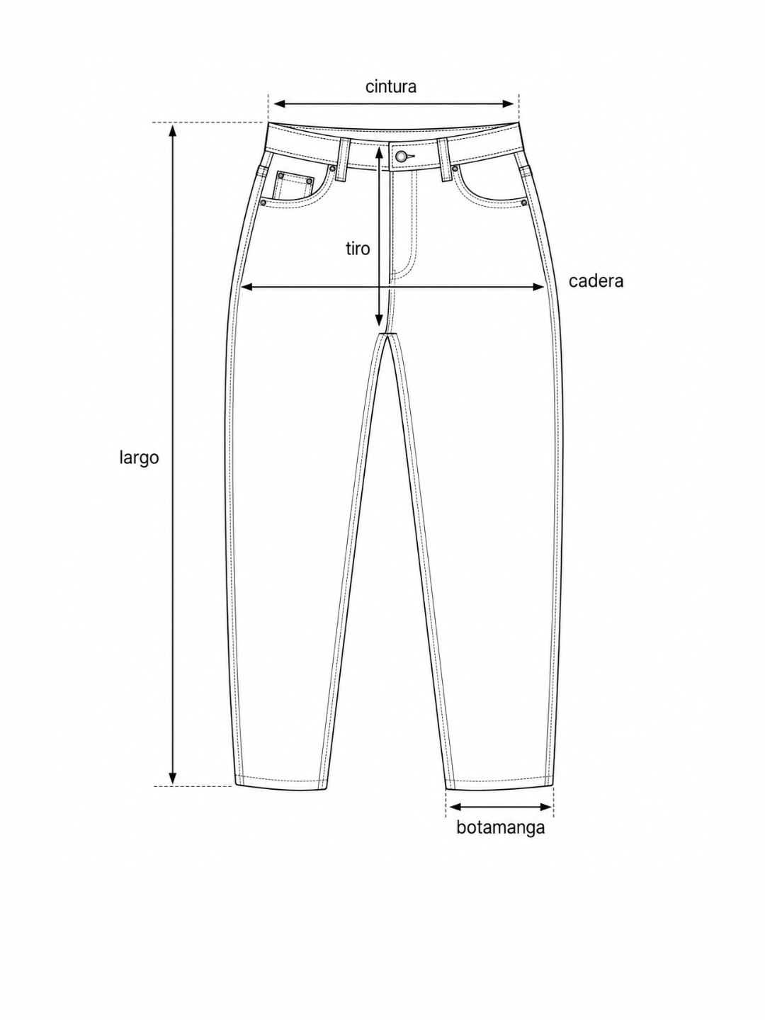 Dibujo explicativo para medir un jean Mom