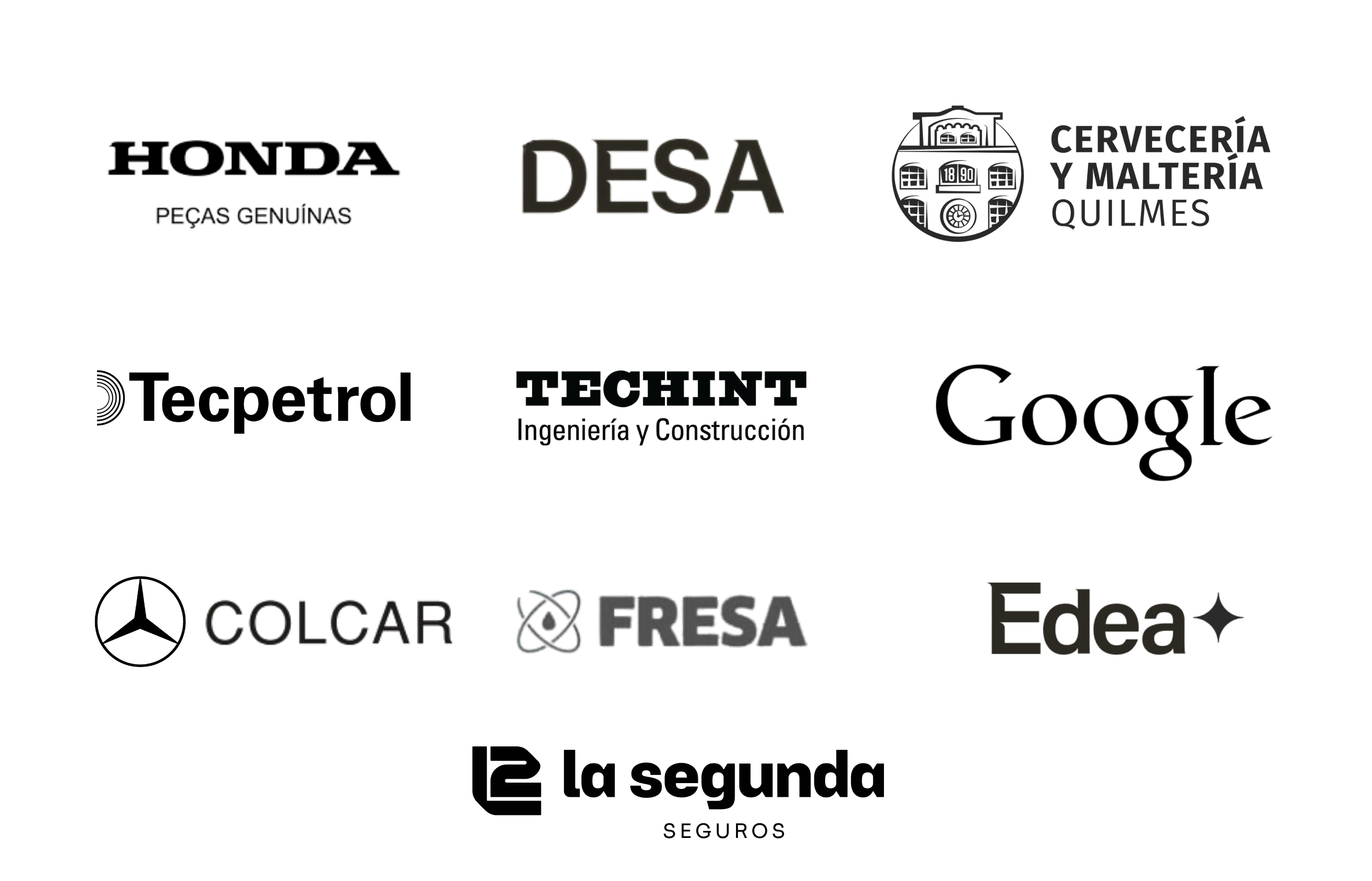 Empresas que confían en Changüi: Honda, DESA, Quilmes, Tecpetrol, Techint, Google, Mercedes, Fresa, Edea, La Segunda