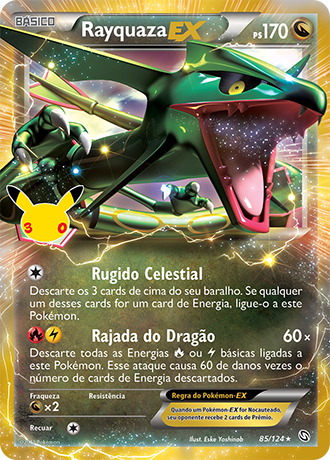 Rayquaza-EX, carta 085/30 do set cl&aacute;ssico da Cole&ccedil;&atilde;o de Celebra&ccedil;&atilde;o de 30 Anos do Pok&eacute;mon TCG