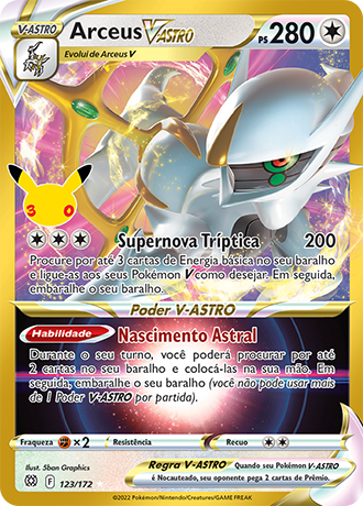 Arceus V STAR, carta 123/30 do set cl&aacute;ssico da Cole&ccedil;&atilde;o de Celebra&ccedil;&atilde;o de 30 Anos do Pok&eacute;mon TCG