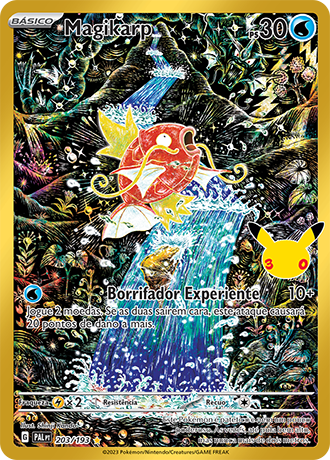 Magikarp Ilustra&ccedil;&atilde;o Secreta, carta 203/30 do set cl&aacute;ssico da Cole&ccedil;&atilde;o de Celebra&ccedil;&atilde;o de 30 Anos do Pok&eacute;mon TCG