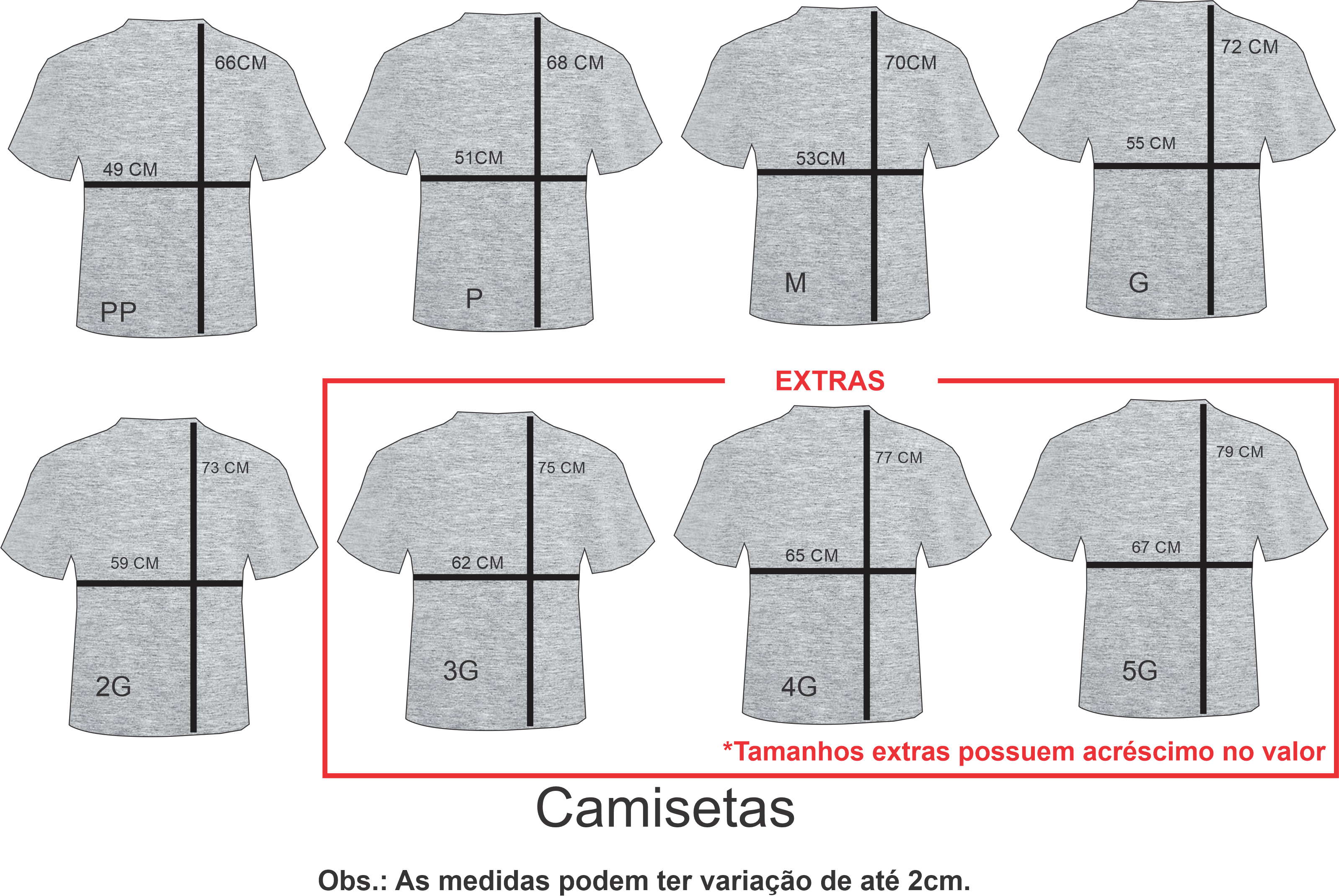 Tamanho Camiseta