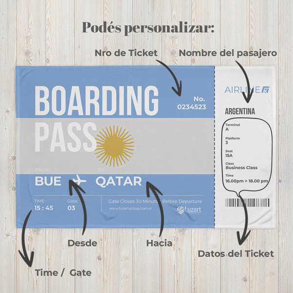Boarding Pass Manta Personalizada