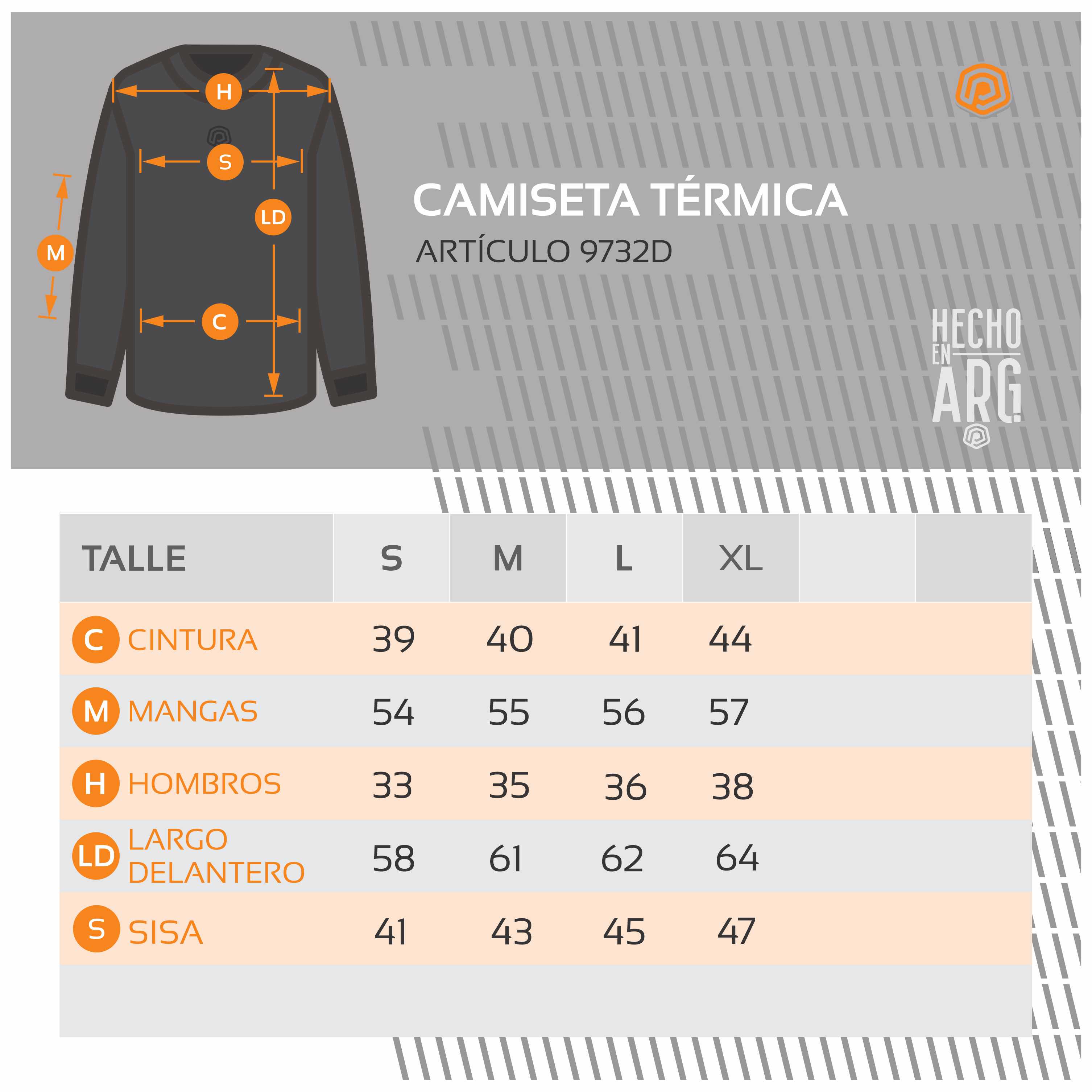 TABLA DE TALLES CAMISETA TERMICA