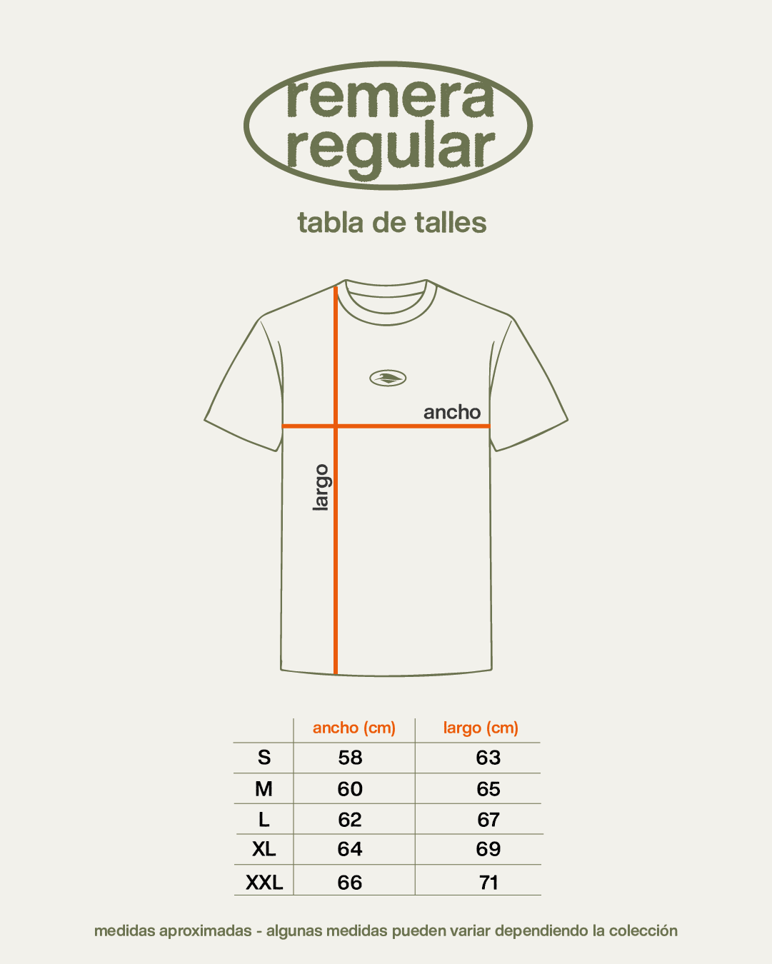GUIA DE TALLES REMERAS REGULARES