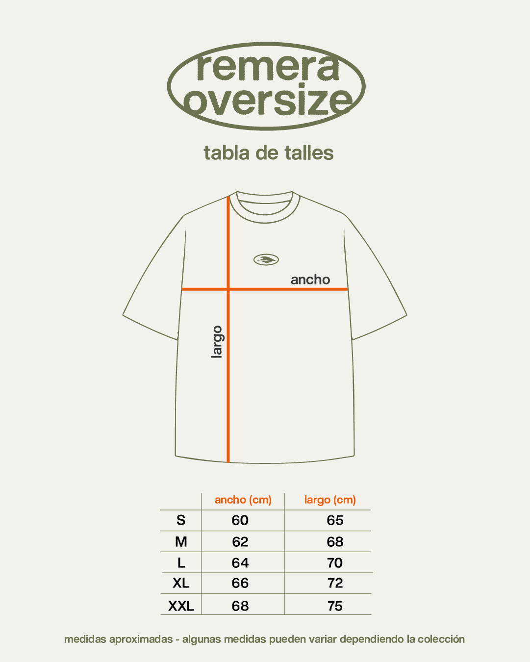 TABLA DE TALLES REMERA OVERSIZE