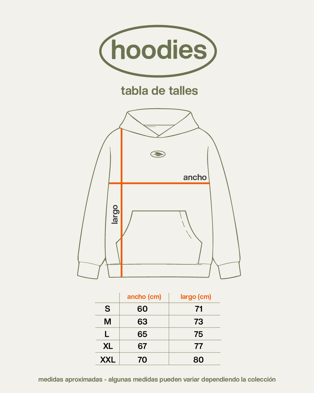 TABLA DE TALLES DE HOODIES