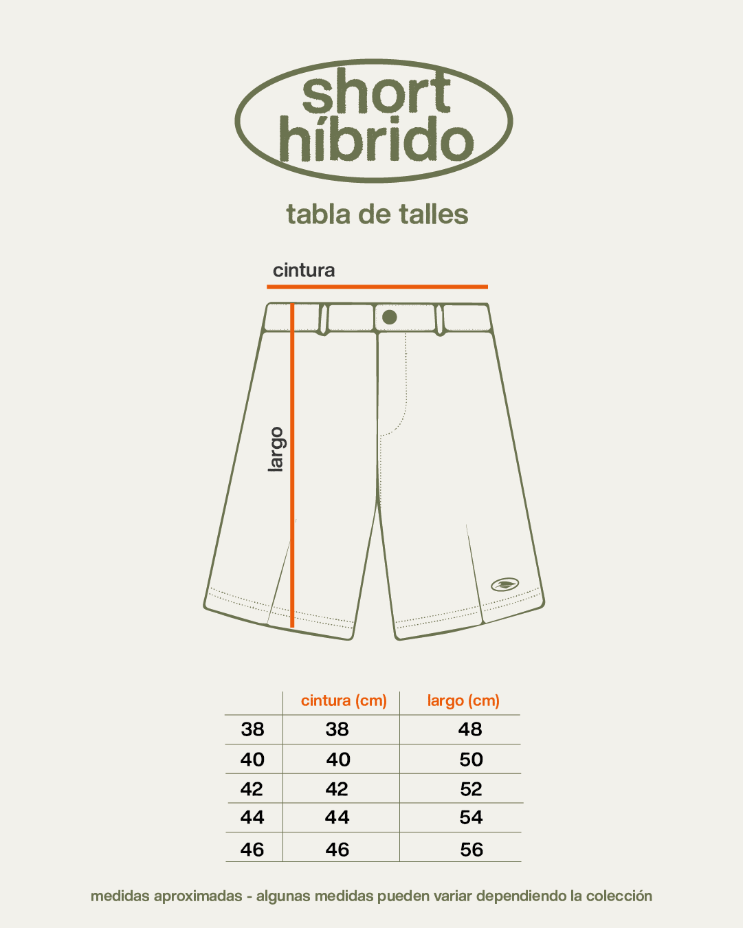 TABLA DE TALLES SHORTS HIBRIDOS
