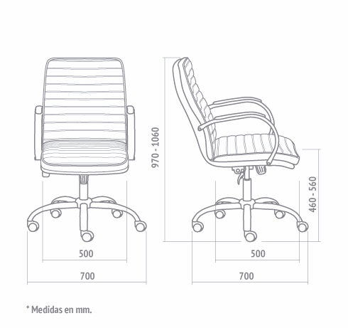Plano con medidas del Sill&oacute;n Trento 501