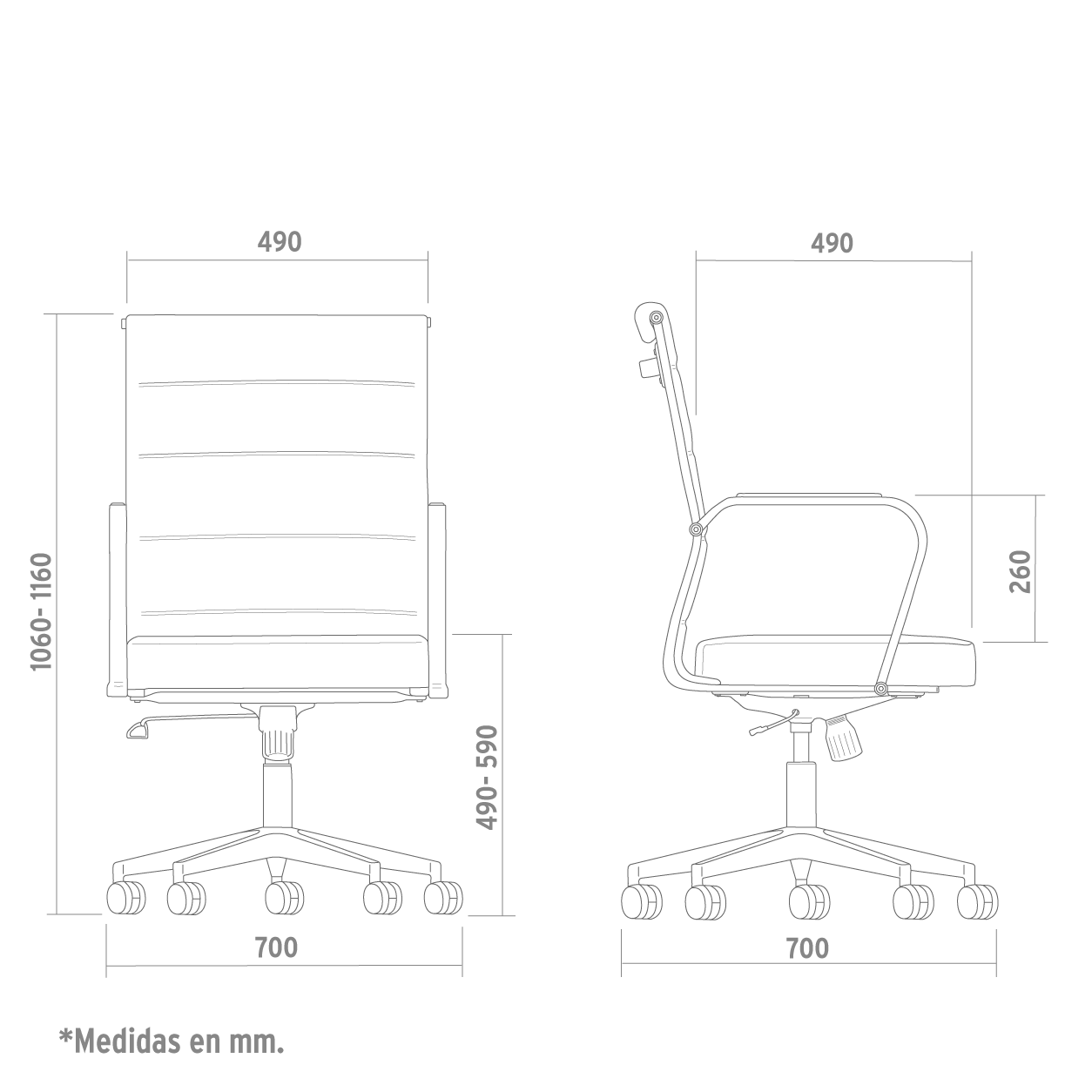Plano con medidas del Sill&oacute;n Tango 900