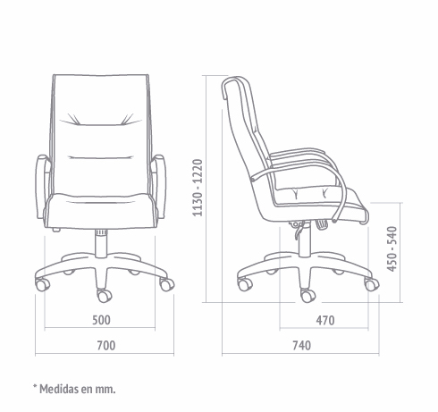 Plano con medidas del Sill&oacute;n Trento 501