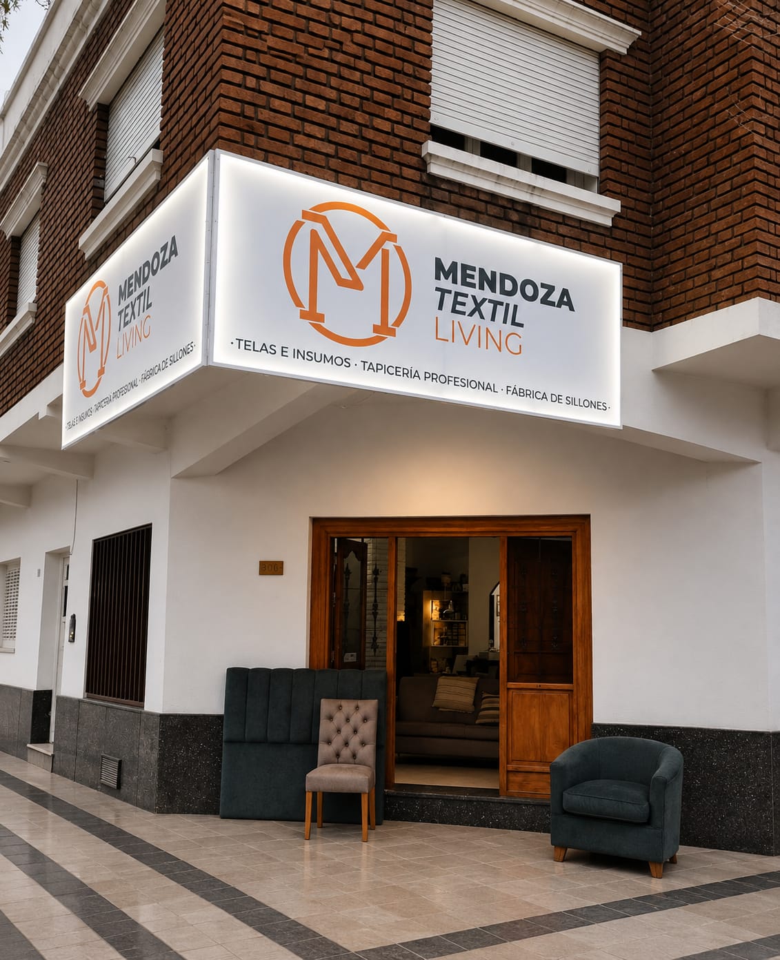 Frente de la franquicia Mendoza Textil Living en Godoy Cruz 199 esquina Corrientes, San Rafael