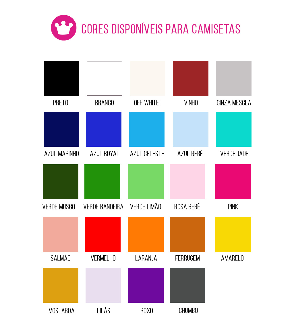 cores das camisetas