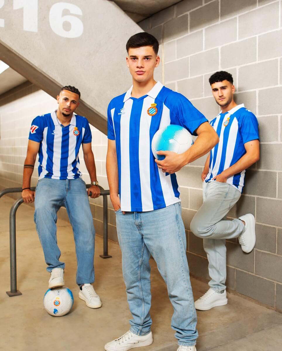 camisa-espanyol-home-24-25-branca-azul-2024-2025-modelo-torcedor-uniforme-titular-