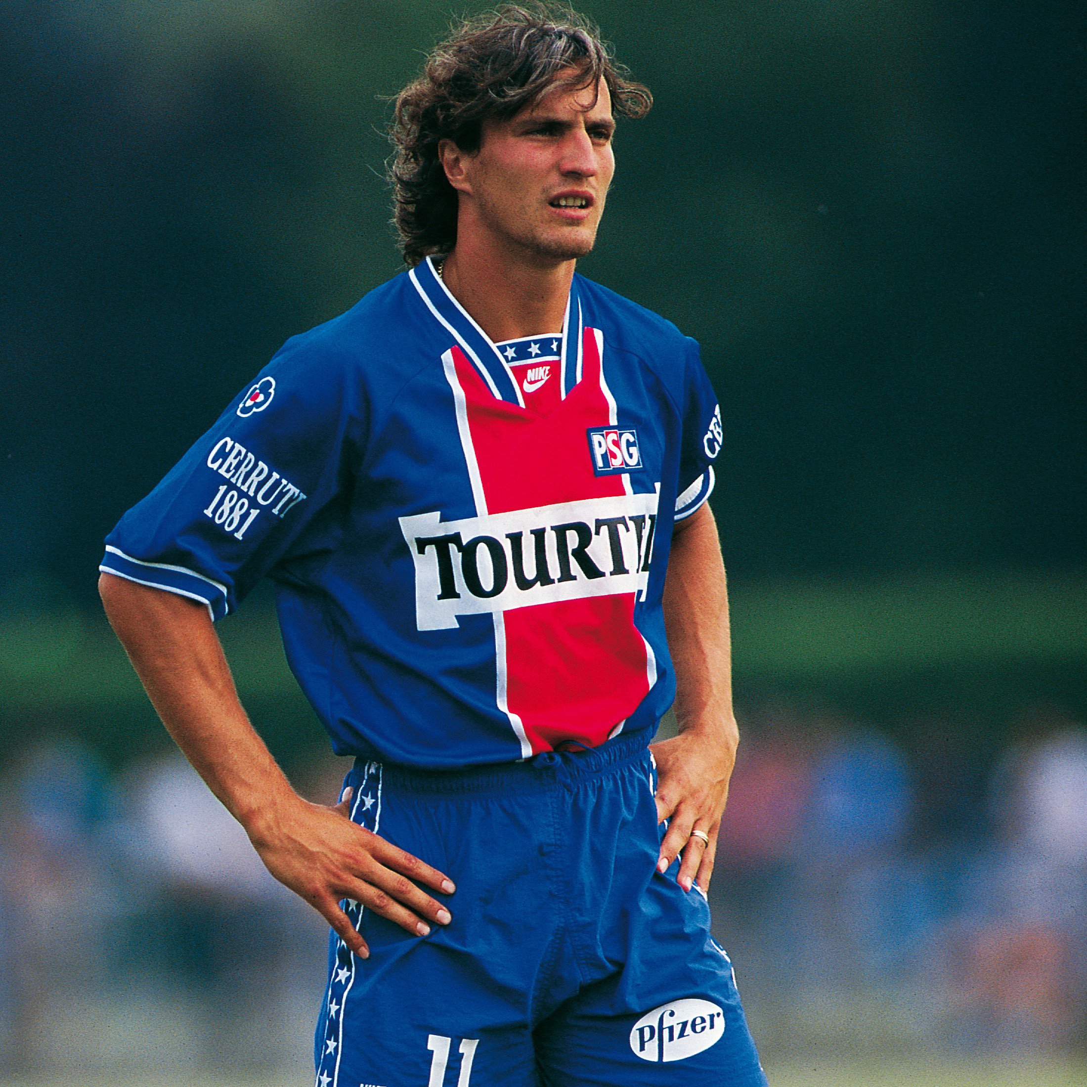camisa-paris-saint-german-psg-94-95-home-azul-masculina-modelo-torcedor-jay-jay-okocha-weah-ginola-rai-valdo-ricardo-gomes-