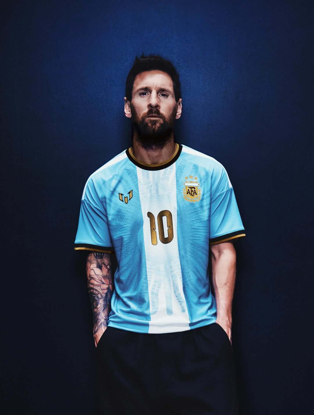 camisa-seleção-argentina-despedida-messi-2026-azul-masculina-modelo-torcedor-lionel-messi-