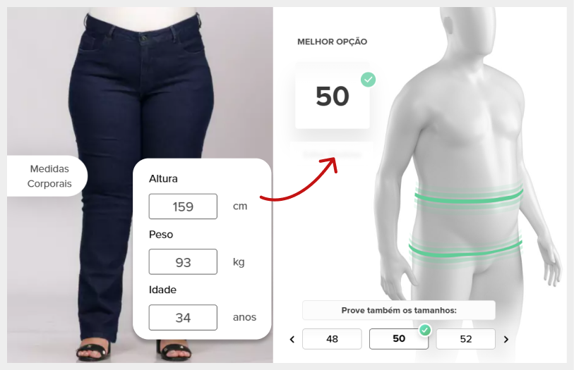 Mulher vestindo jeans confortável