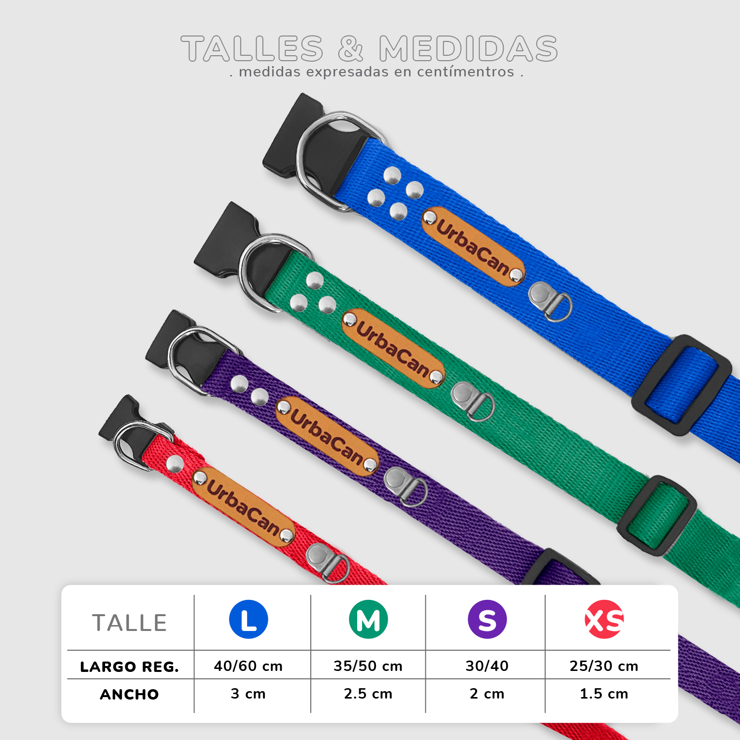 Collar medidas y talles