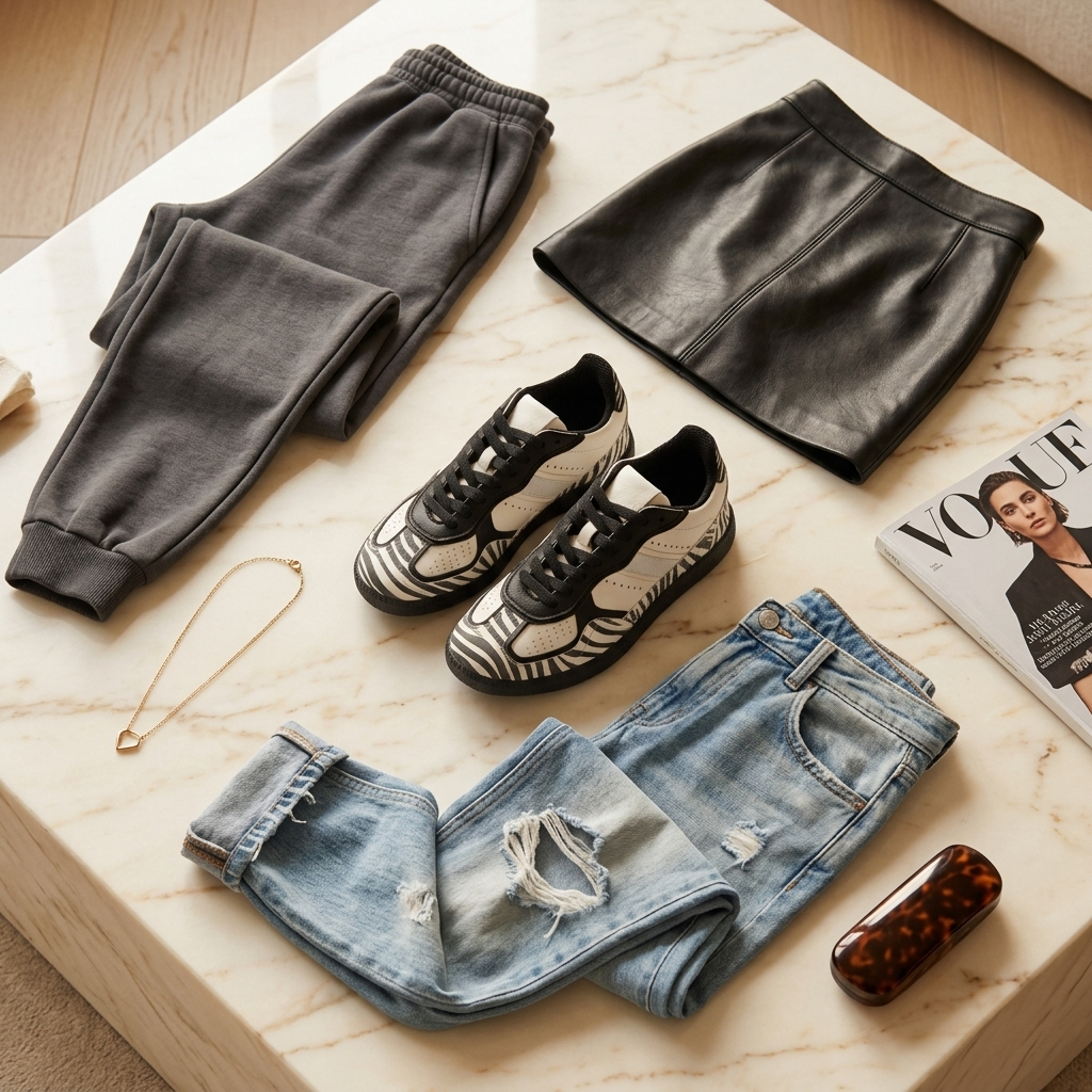 Savanna combinada con jeans, falda y joggers