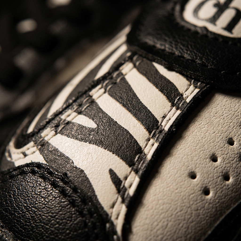 Detalle del zebra print en cuero