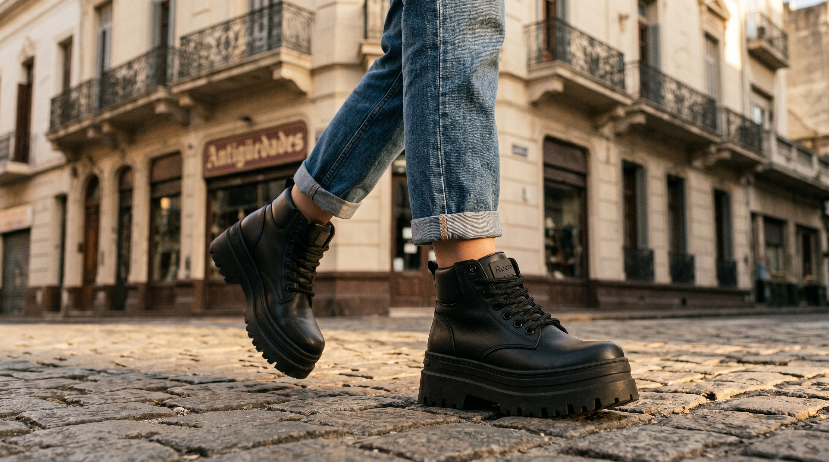 Borcego Rocco en contexto editorial, calle urbana