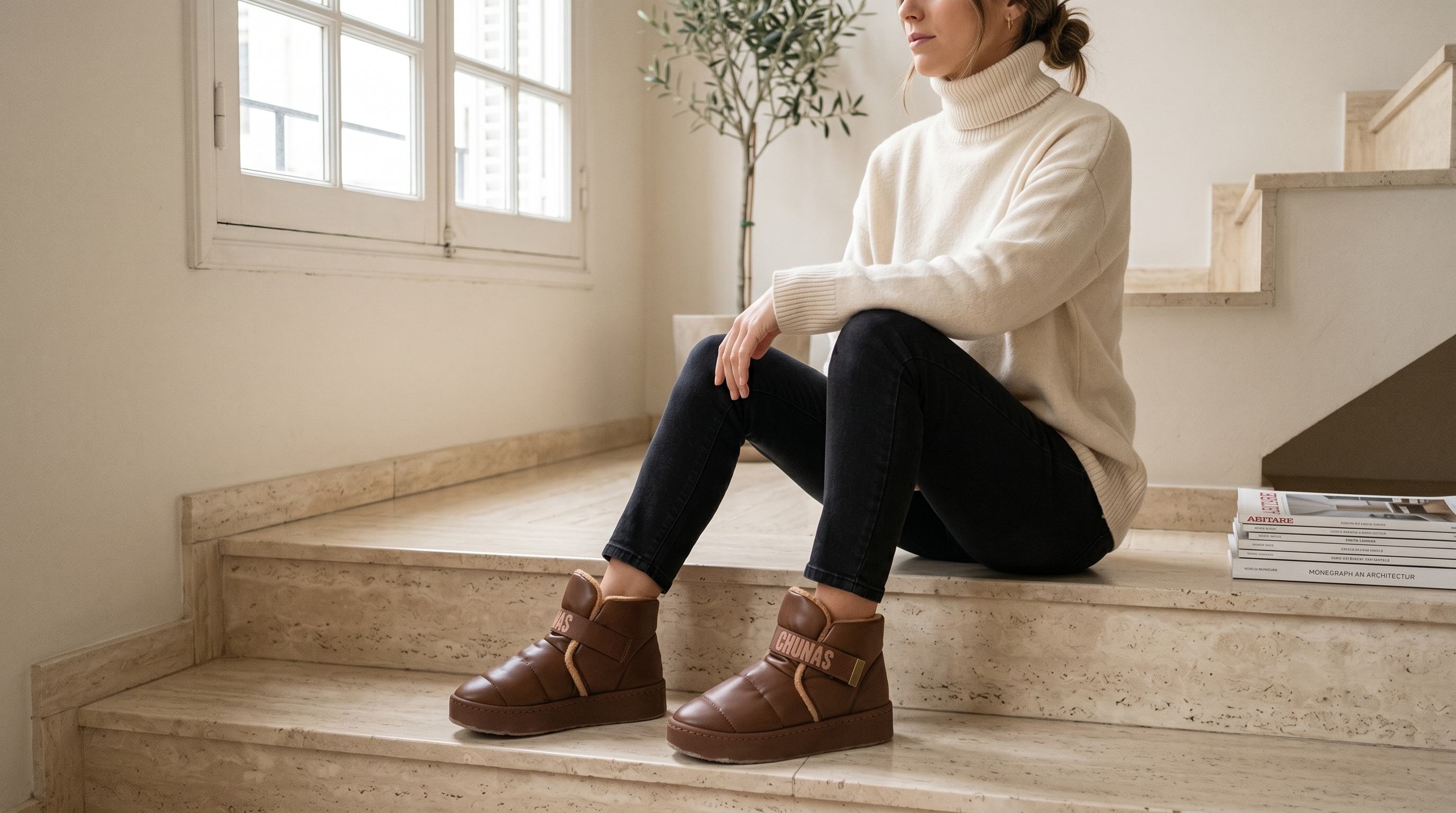 Iberia chocolate en contexto editorial invernal urbano