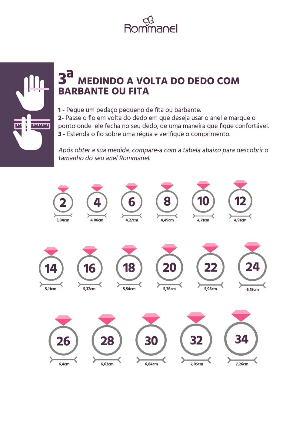 Guia de medidas de anéis - método 3