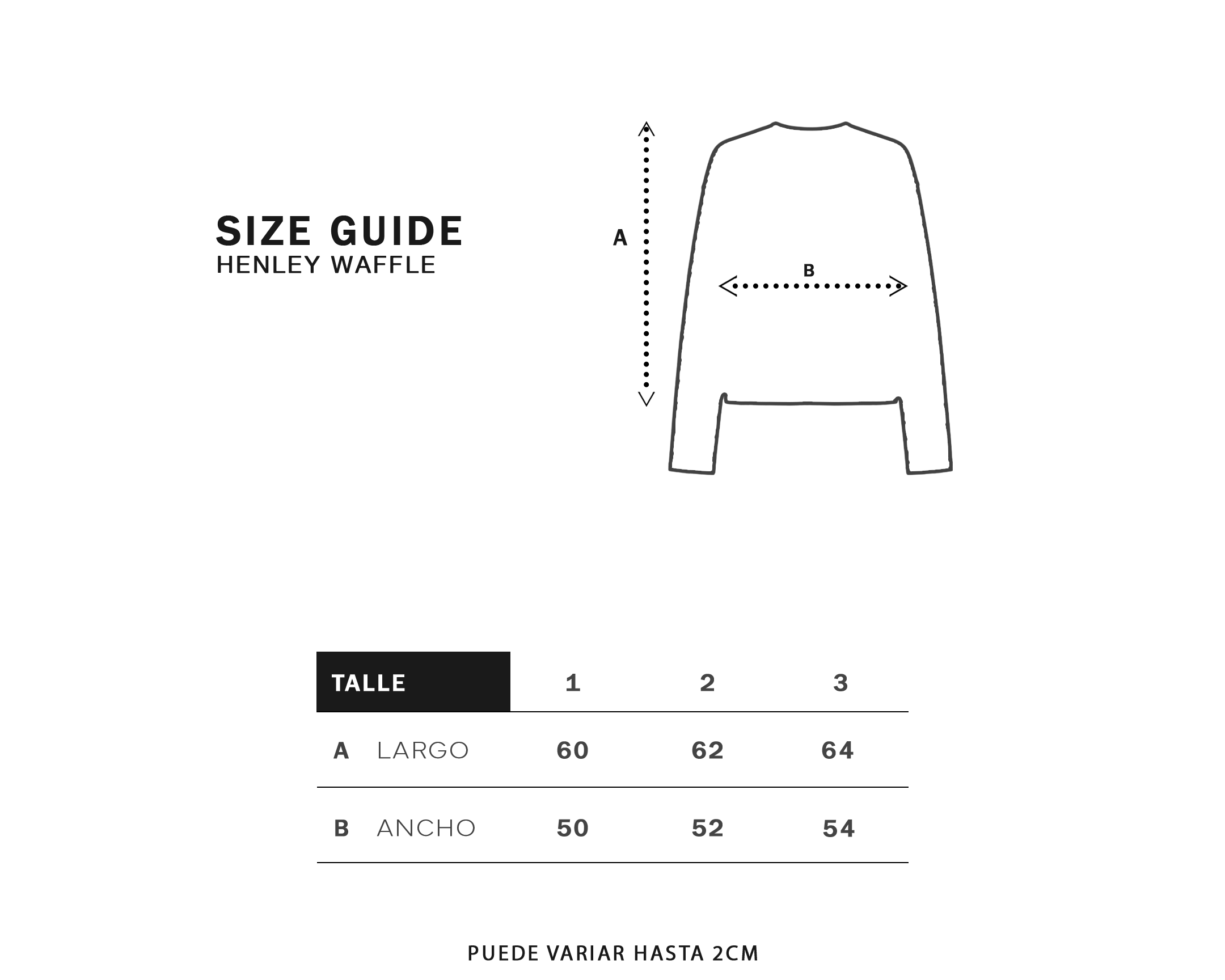 Size Guide Henley Waffle