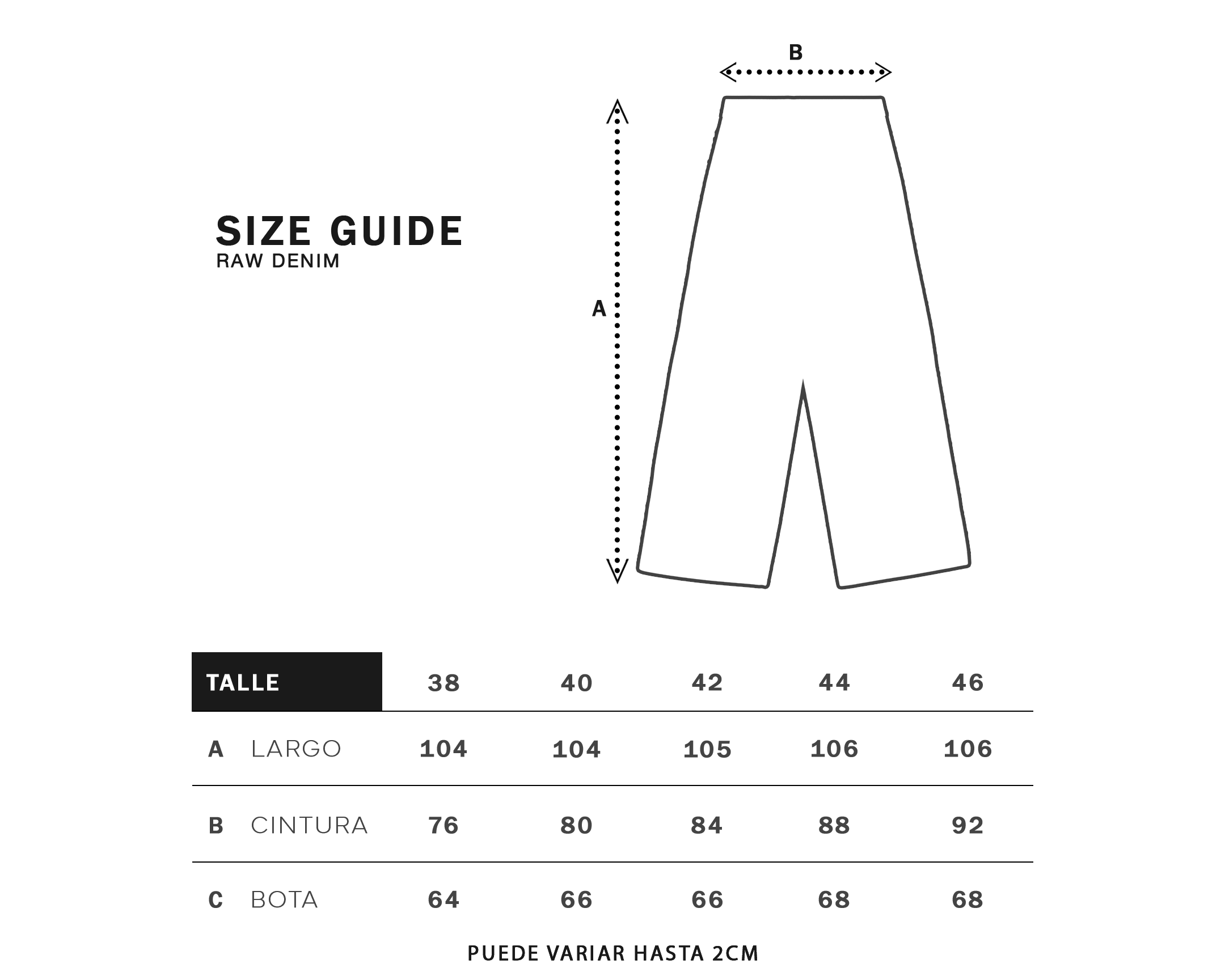 Size Guide Jean Oversized